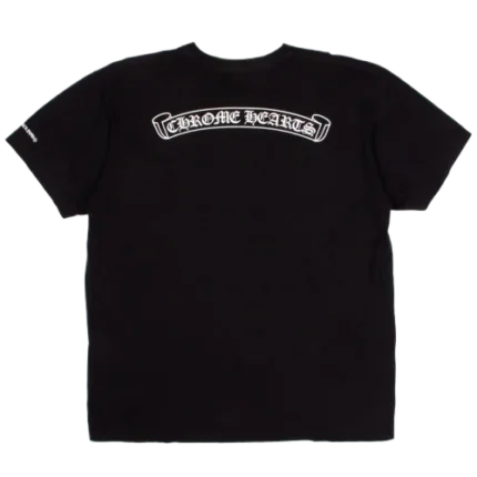 Black Chrome Hearts T Shirt Scroll Logo With Pocket