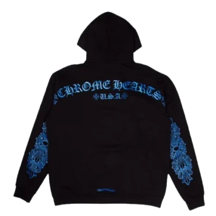 Blue Glitter Chrome Hearts USA Hoodie