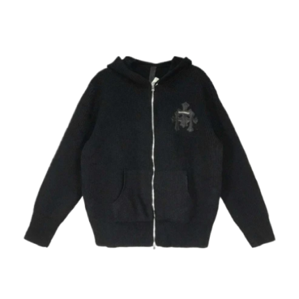 Chrome Hearts Leather Cross Zip Up Hoodie