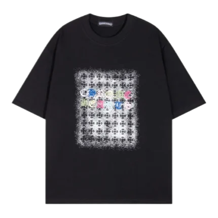 Black Chrome Hearts Embroidery Letter Logo T-Shirt