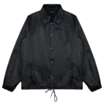 Shirt Collar Jet Black Leather Jacket | Chrome Hearts