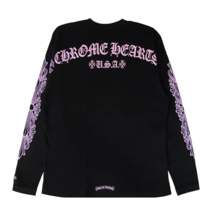 Chrome Hearts USA Long Sleeve Pink Logo T-Shirt