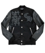 Black Letterman Varsity Jacket | Chrome Heart