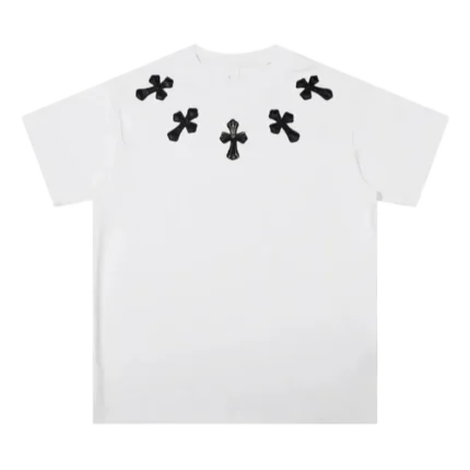 5 Black Leather Patch Chrome Hearts T Shirt White​