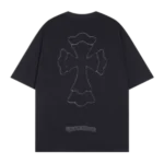 Bold Chrome Hearts Chest Embroidery Logo Black Tee