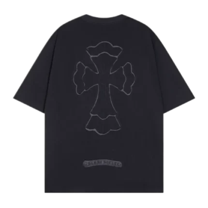 Bold Chrome Hearts Chest Embroidery Logo Black Tee