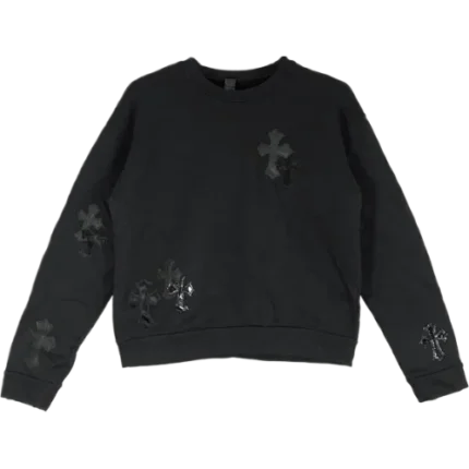 Chrome Hearts Black Patent Leather Cross Sweatshirt