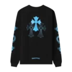 Chrome Hearts Blue Cross Floral Black Long Sleeve T-Shirt