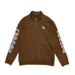 Chrome Hearts Half-Zip Brown Sweatshirt with Detailed Embroidery