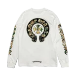 Eye-Catching Chrome Hearts Camo Crosses Long Sleeve White Shirt