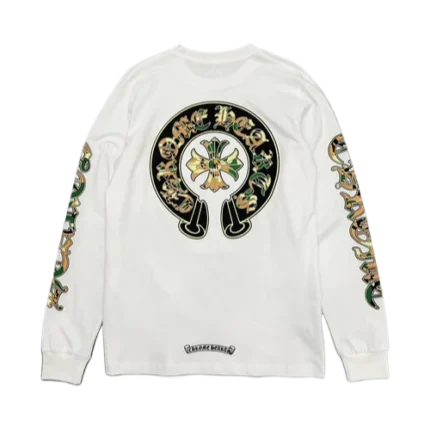 Eye-Catching Chrome Hearts Camo Crosses Long Sleeve White Shirt