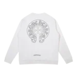 Classic Chrome Hearts 2 Horseshoe Logo White Sweatshirt