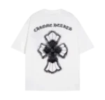 Embroidery Chrome Hearts Leather Cross Patch T-Shirt White