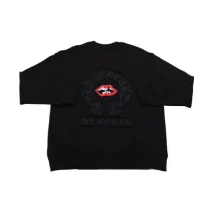 Classic Chrome Hearts Embroidered Lip and Logo Black Sweatshirt