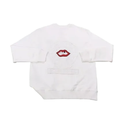 Classic Chrome Hearts Embroidered Lip and Logo White Sweatshirt