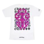 White And Pink Chrome Hearts Shirt Dagger Logo