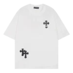 Chrome Hearts Leather Cross Short Sleeved T Shirt