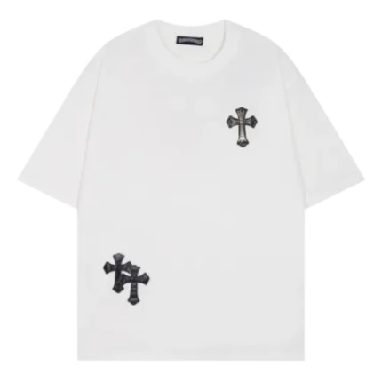 Chrome Hearts Leather Cross Short Sleeved T Shirt