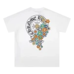 White Shirt Chrome Hearts Logo and Flower Themed