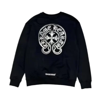 Stylish Malibu Metallic Black Chrome Hearts Cross Sweatshirt