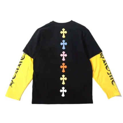 Vibrant Chrome Hearts Leather Patches Long Sleeve T-Shirt