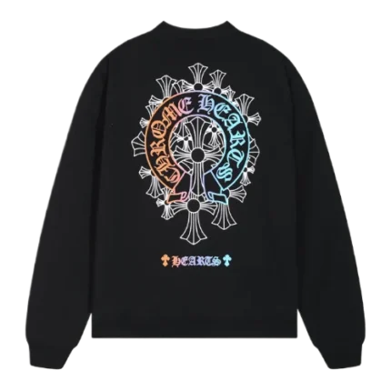 Black Chrome Heart Long Sleeve Gradient Cross Tee