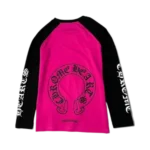 White Neck Logo Chrome Hearts Baseball Long Sleeve Pink Tee