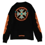 Chrome Hearts Orange Maltese Cross Black Long Sleeve Tee