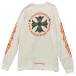 Chrome Hearts Orange Maltese Cross White Long Sleeve T-Shirt