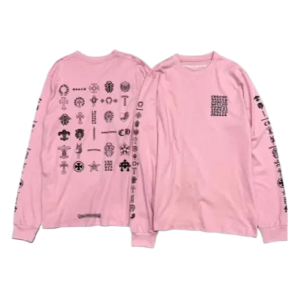 Classic Chrome Hearts Different Logo Pink Long Sleeve Tee