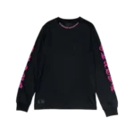 Purple Chrome Hearts Neck Logo Long Sleeve Black Tee