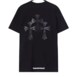 Chrome Hearts 3 Leather Cross Patch Black T-Shirt