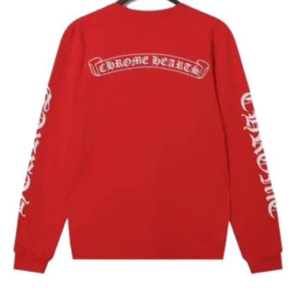 Red Chrome Hearts Long Sleeve​ T-Shirt