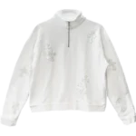 Chrome Hearts White Patent Leather Cross Half Zip Sweatshirt