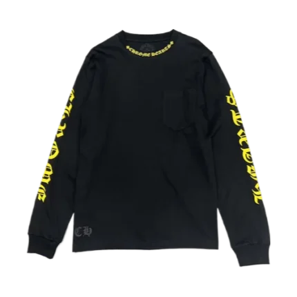 Chrome Heart Long Sleeve Black Shirt Yellow Neck Logo