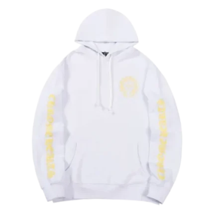 Chrome Hearts Yellow Sanskrit Letter Floral Sleeve White Hoodie