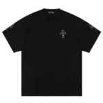 Black Leather Cross Patch Chrome Hearts Tee Shirt