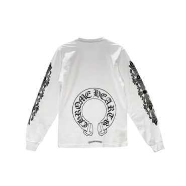 Classic Horseshoe Logo White Chrome Hearts Shirt Long Sleeve