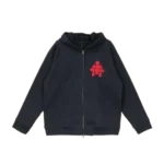 3 Red Cross Black Chrome Heart Hoodie Zip Up