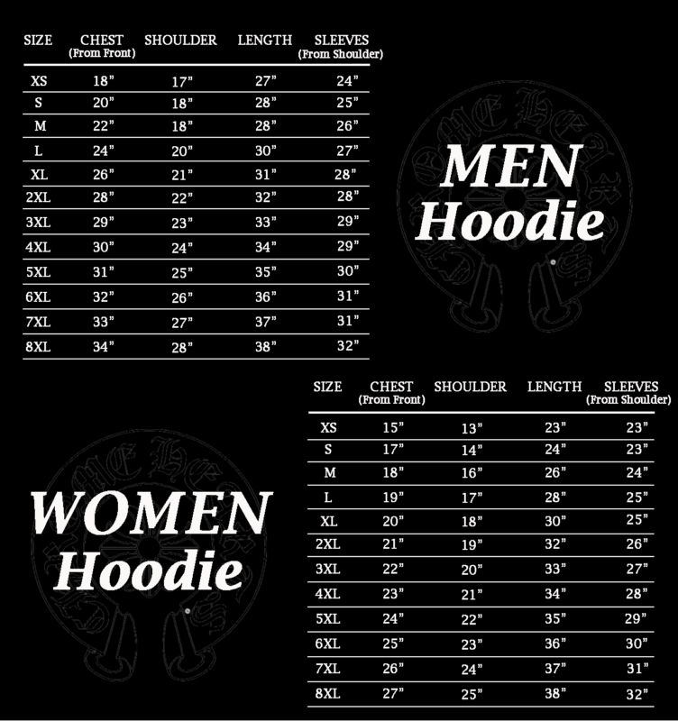 Hoodies Size Chart