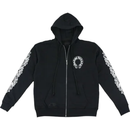 Chrome Hearts Horseshoe Floral Cross Sleeve Zip Up Hoodie