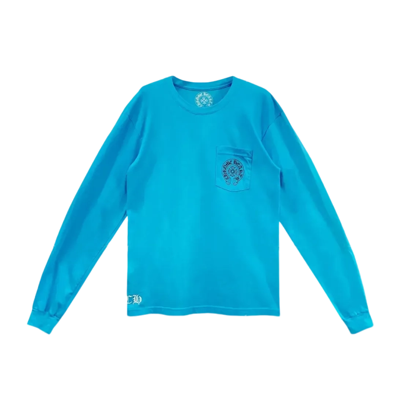 Horseshoe Logo Chrome Hearts Las Vegas Long Sleeve​ Blue Tee