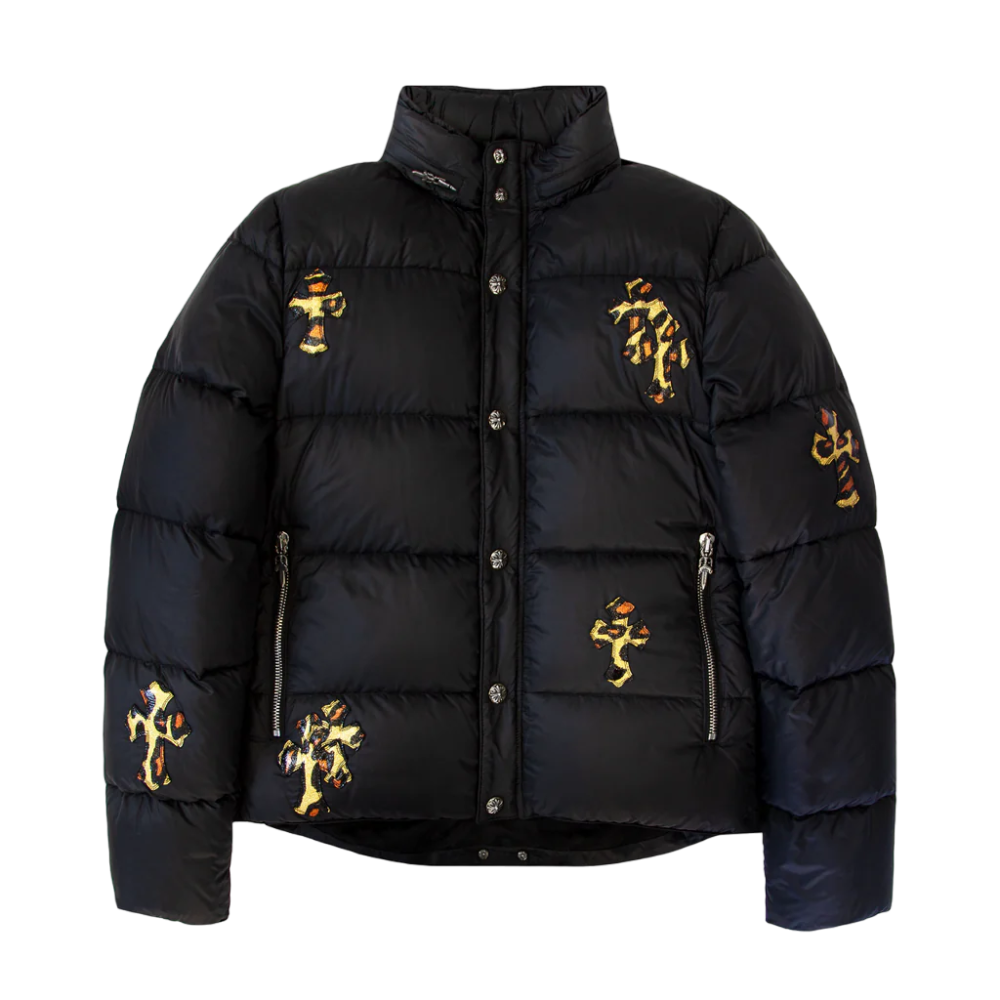 Leopard Cross Patch Puffer Jacket | Chrome Hearts