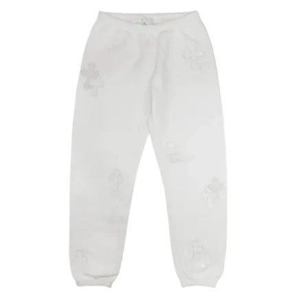 White Leather Cross Patch Chrome Hearts Sweatpant