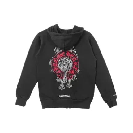 Chrome Hearts Horseshoe Floral Cross Sleeve Zip Up Hoodie