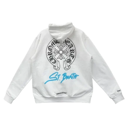 ST Barth White Chrome Heart Hoodie