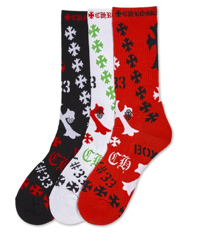 CHROME HEARTS STENCIL SOCKS Set of 3 Pairs