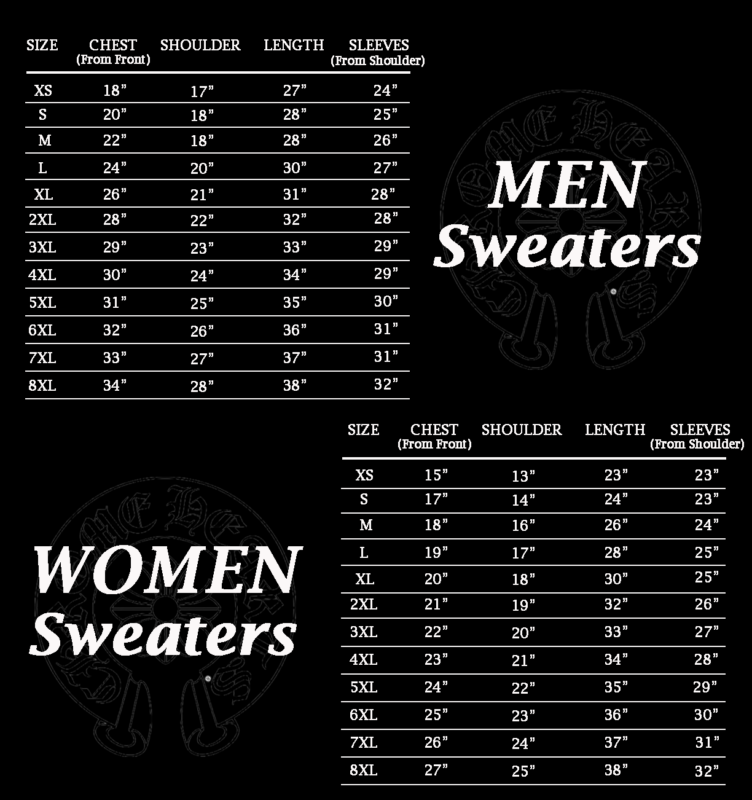 Sweaters Size Chart