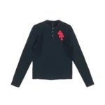 Leather Cross Patch Long Sleeve Tshirt