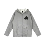 Chrome Heart Grey Hoodie Triple Cross Zip Up